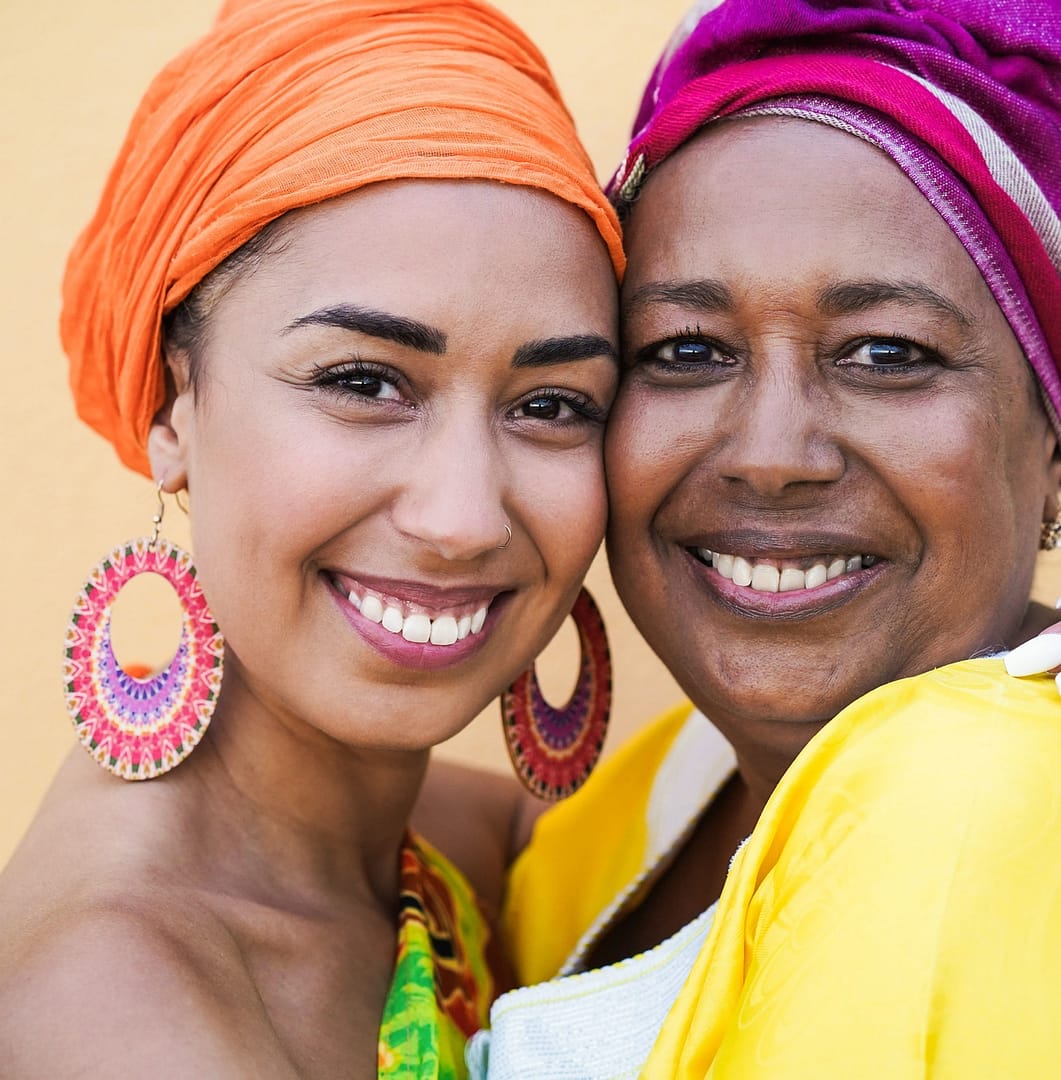 Portrait of happy african mother and daughter - Family, mother a