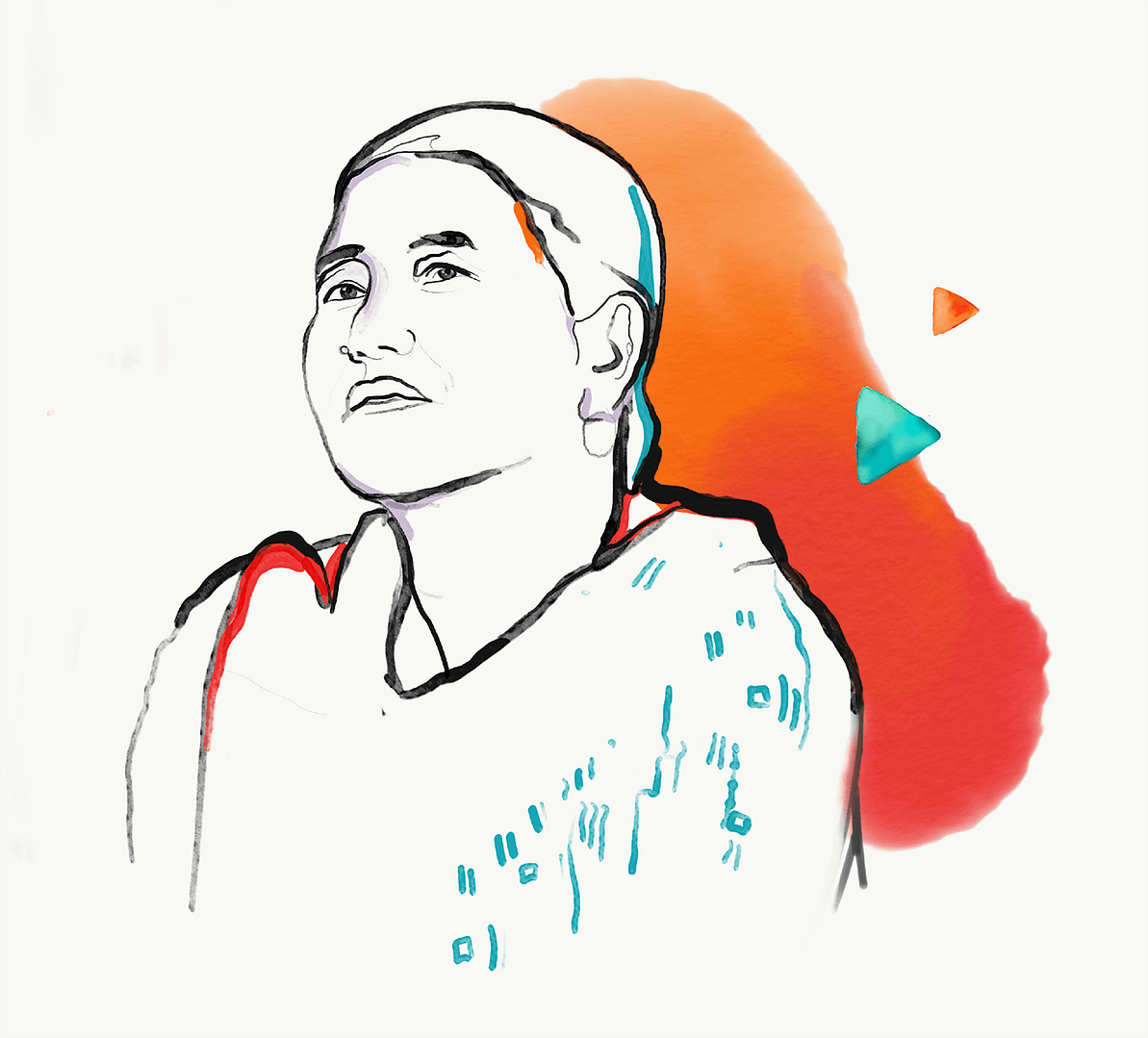 Illustration of South Asian woman looking into distance