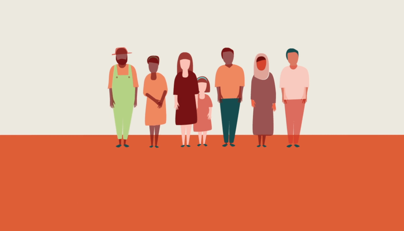 An Illustration Of A Group Of People Representing Different Age Groups, Gender And Religion.