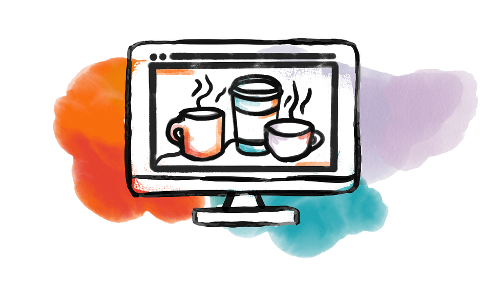 Illustration of hot drinks on a screen