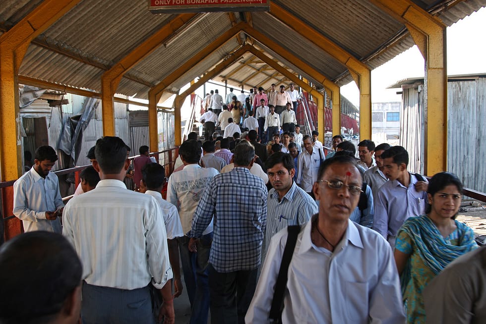 Busy train station in India